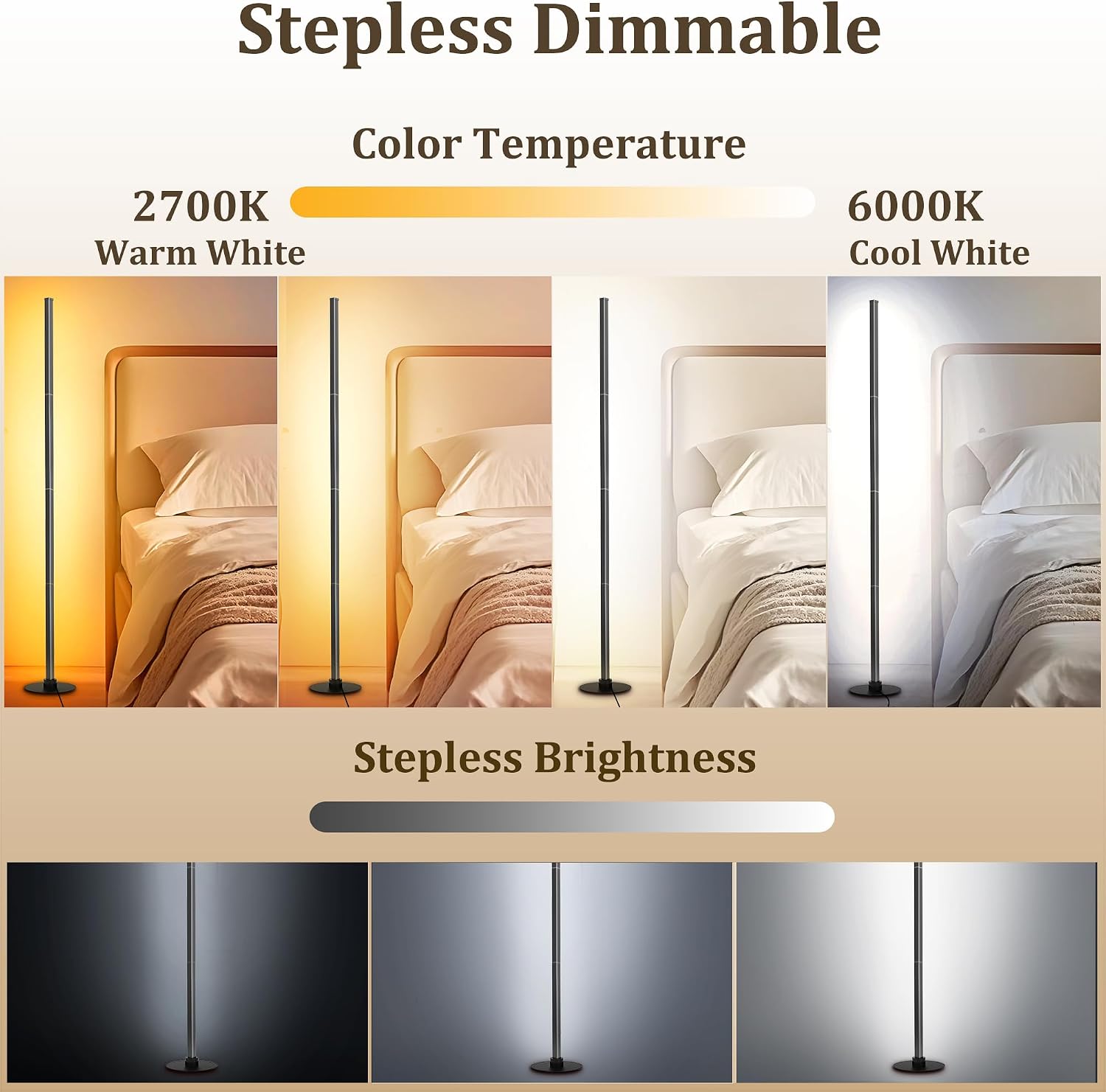 Detalle 2 de YOSION LED Modern Metal Floor Lamp: Colour Change, 1.6 m ⌁