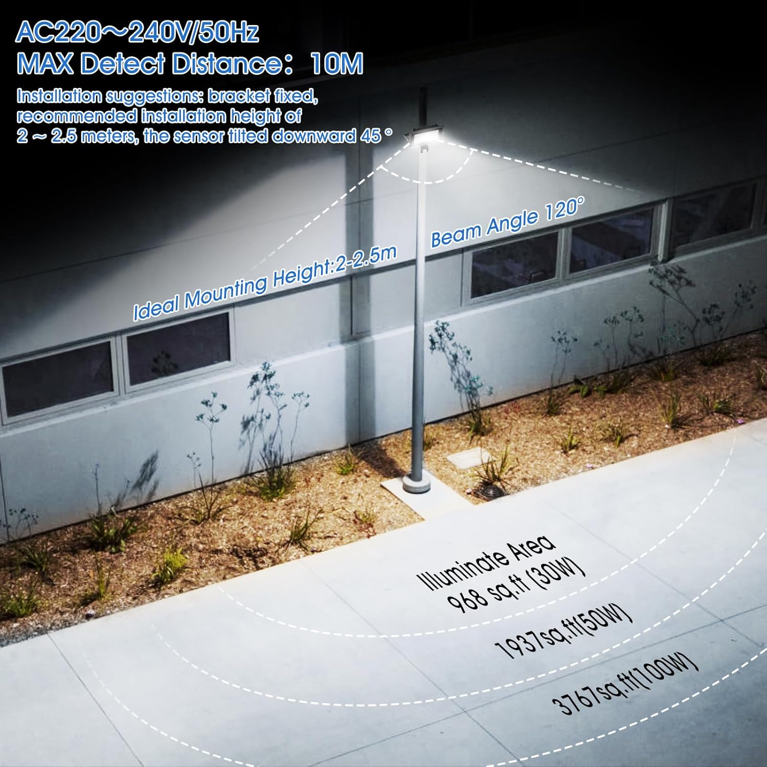 Thumbnail 3 de Probapro 100W LED-Strahler mit Bewegungsmelder außen (IP65, 6500K kaltweiß, abnehmbarer Sensor)