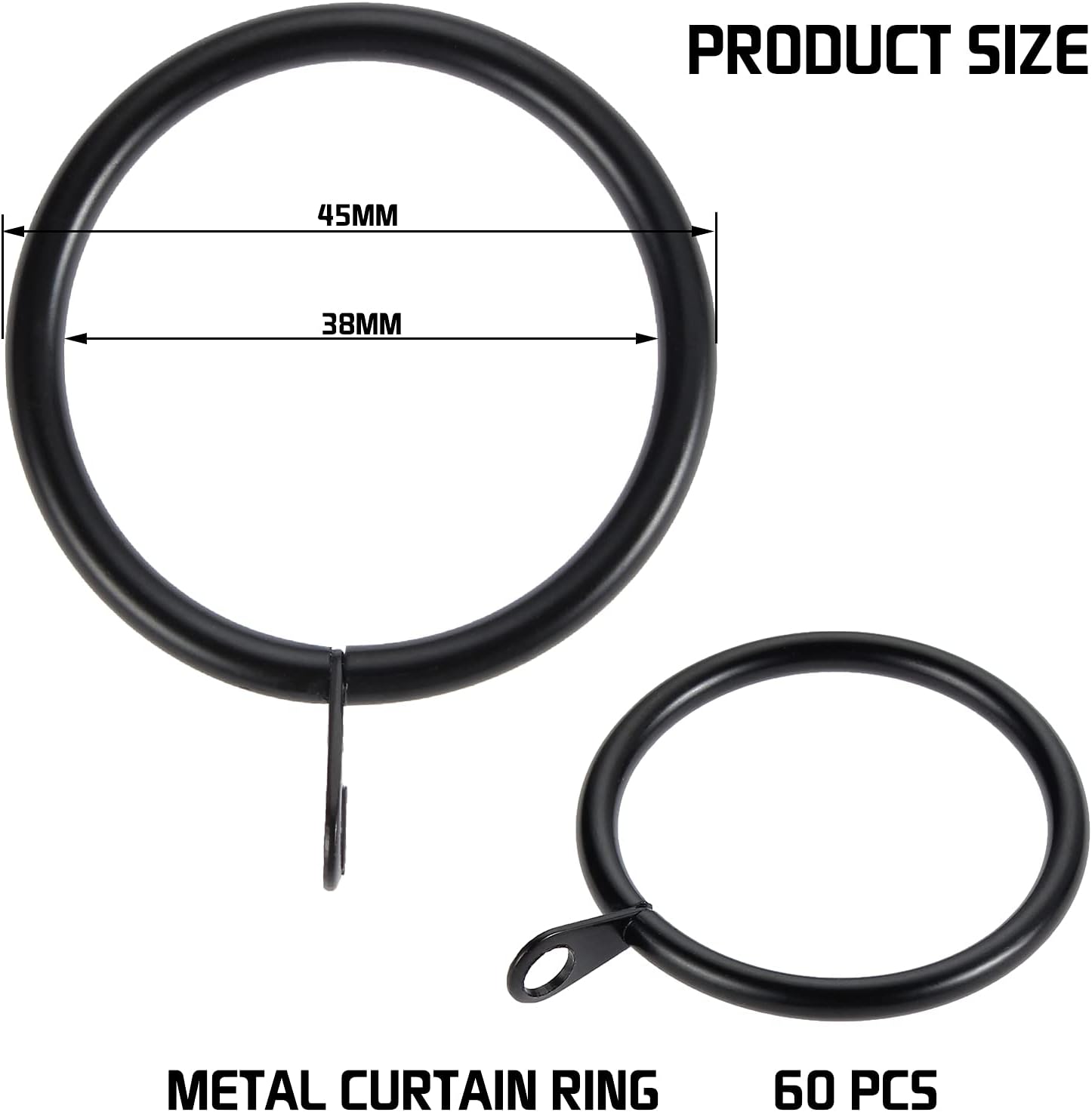 Detalle de Kinsinder 60PCS Metal Curtain Rings 38mm