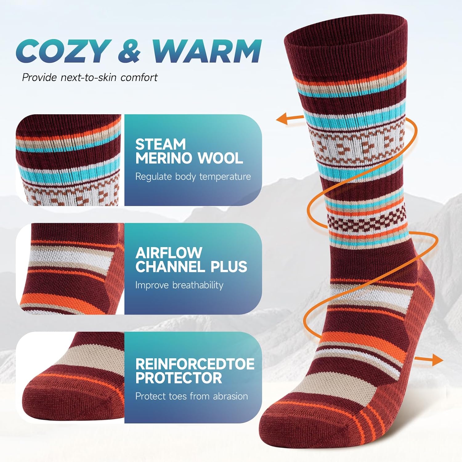 Detalle de Merino hiking socks 3 pairs by TANSTC