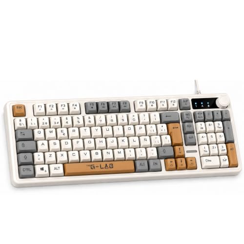 Detalle de The G-Lab Keyz Caesium EX 3C, teclado gaming USB 98% Rainbow con Ñ