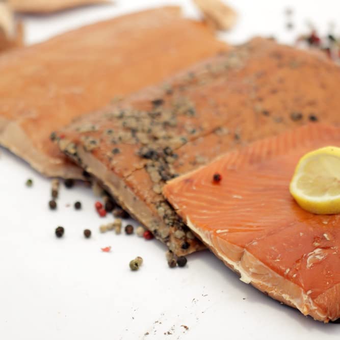 Detalle 1 de Alaska Smokehouse Jumbo Smoked Salmon, 8 oz, 3-Count Variety Pack, Hot-Smoked