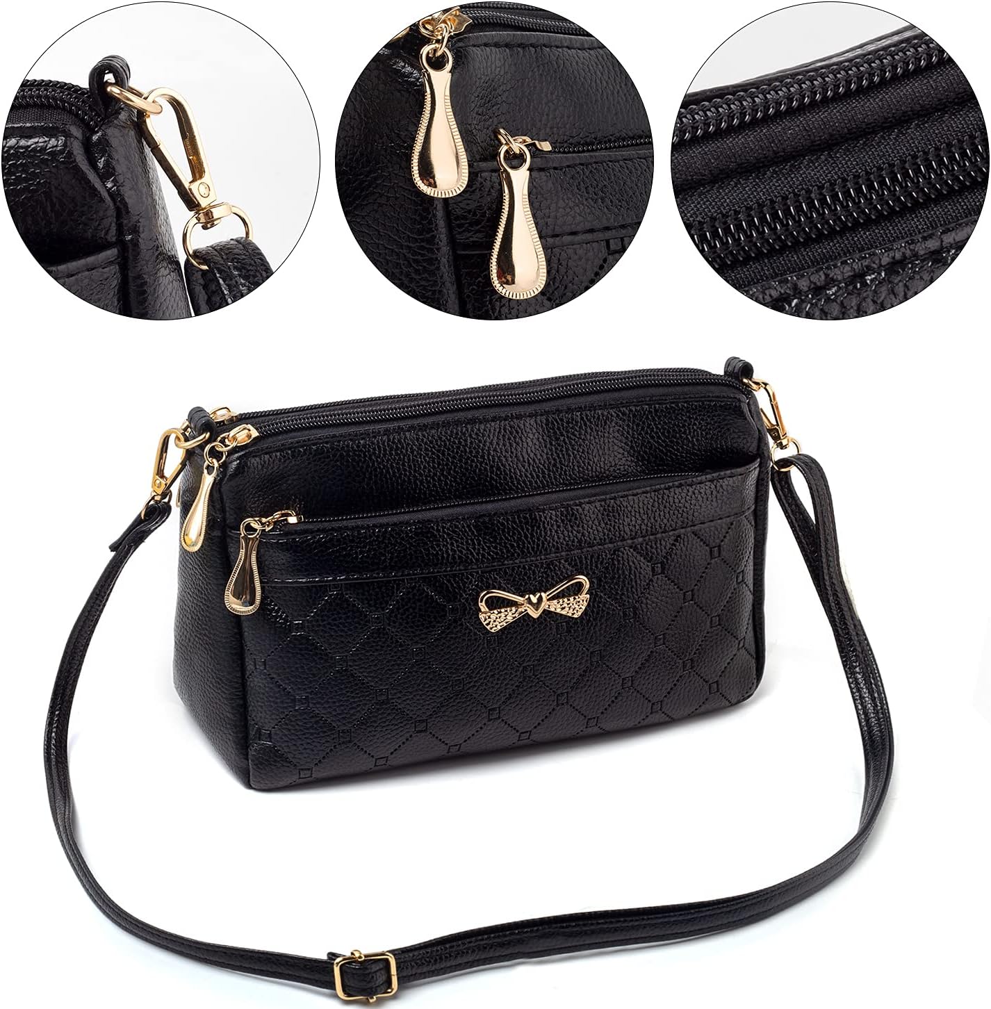 Thumbnail 3 de Damen Umhängetasche Kleine Elegant – geprägtes Muster, leichte PU-Leder Schultertasche mit verstellbarem Gurt