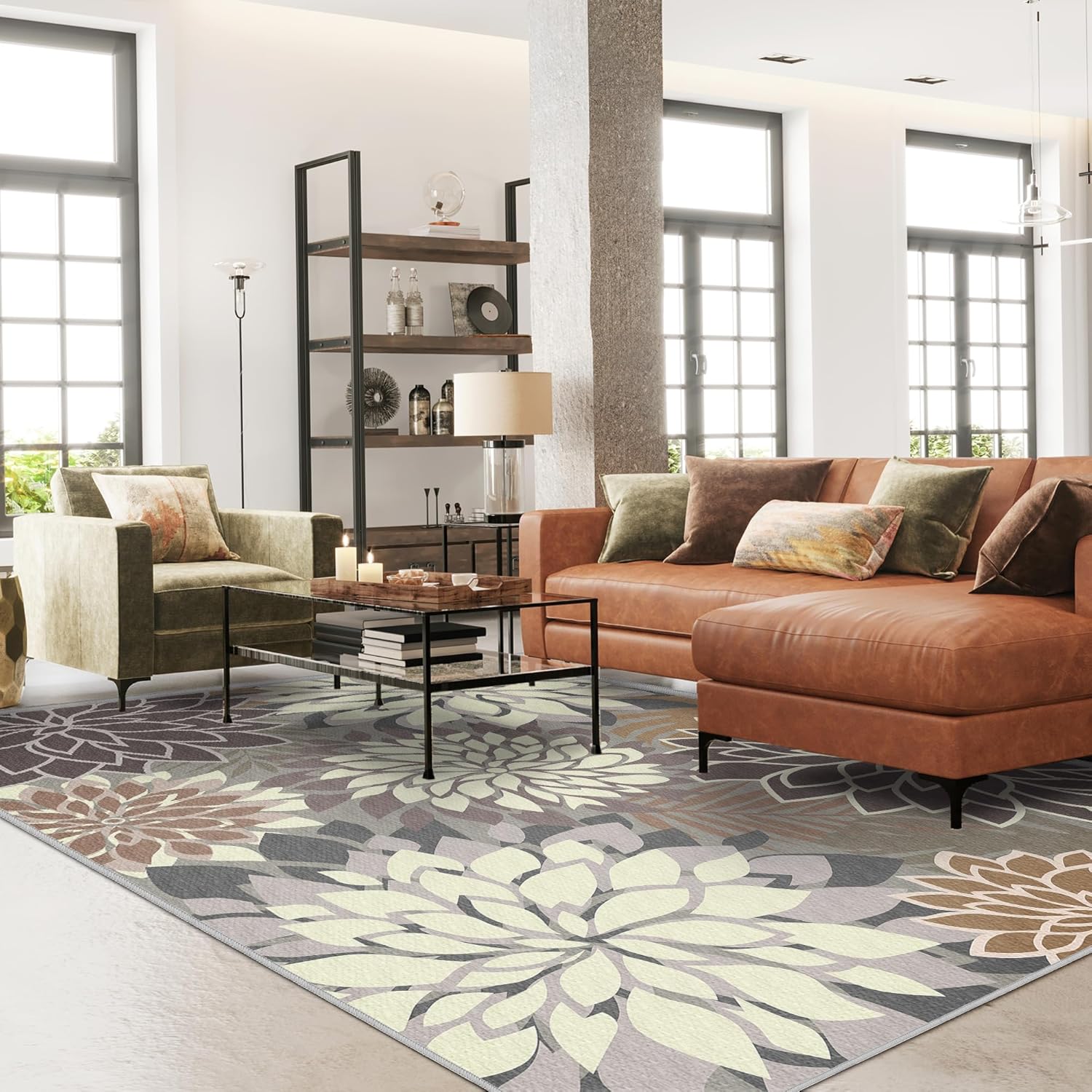 Detalle 2 de 8x10 Outdoor Area Rug Washable Multicolored Patio Rug 🌿