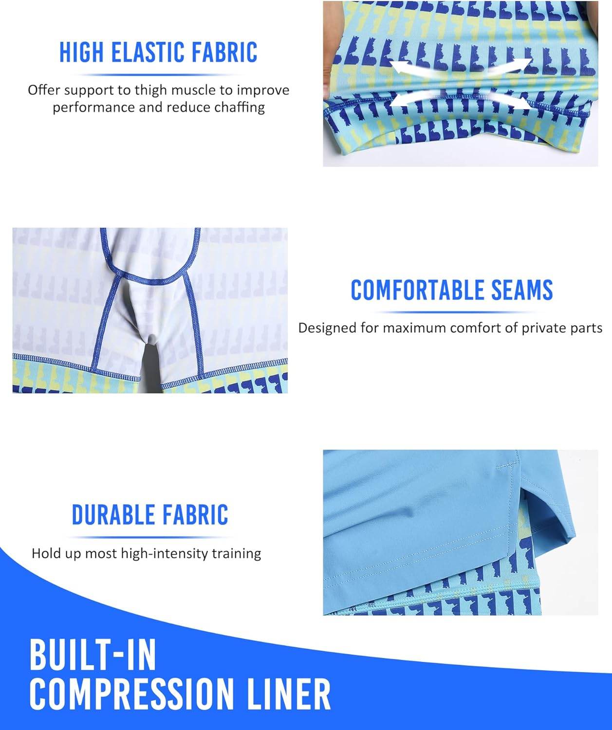 Detalle 2 de maamgic 5" Mens Gym Running Shorts 2-in-1 Quick Dry