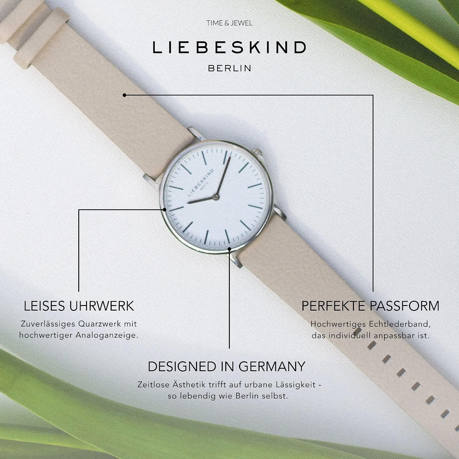 Thumbnail 4 de Liebeskind DamenArmbanduhr Analog Quarz Leder LT-0166-LQ – rosé housing, beige Lederband