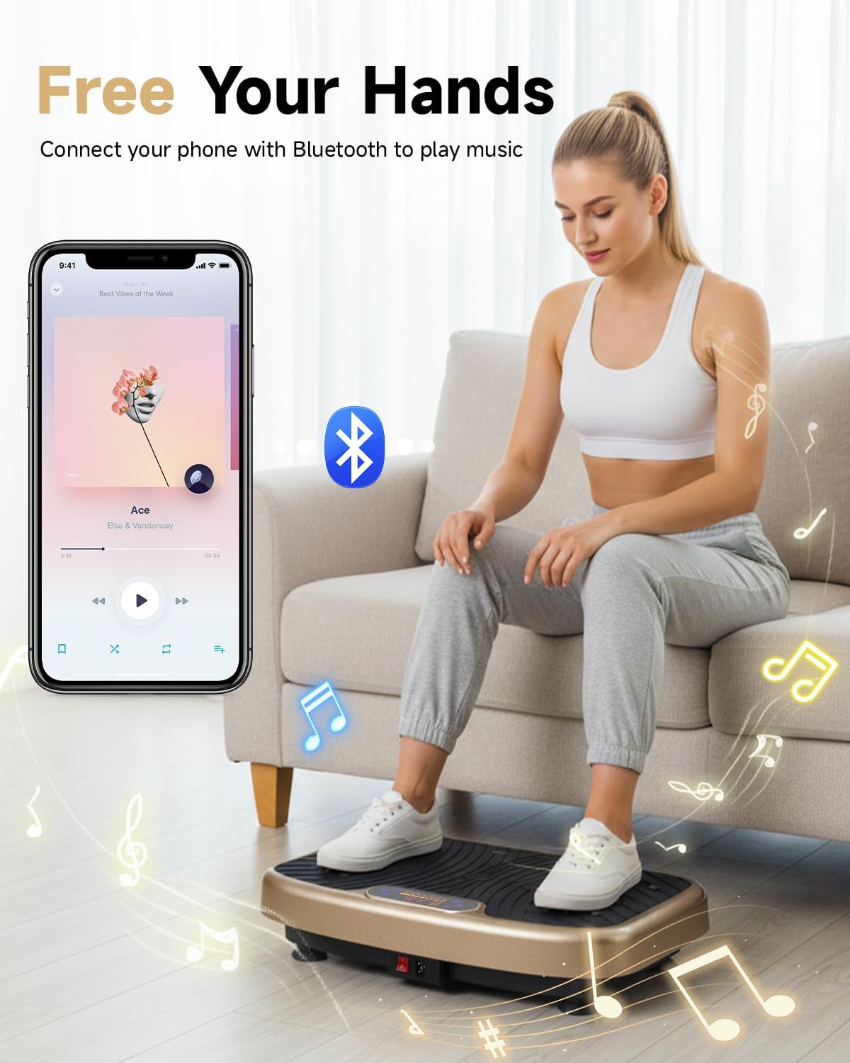 Detalle 2 de WATEYA RC-CFM-V71(Elegant Gold) Vibration Plate, 200 Speeds & 7 Modes