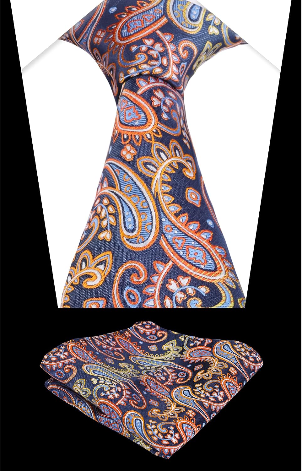 Detalle de Alizeal Paisley Tie and Hanky Set – 100% Polyester, Classic Jacquard for Business, Wedding and Party