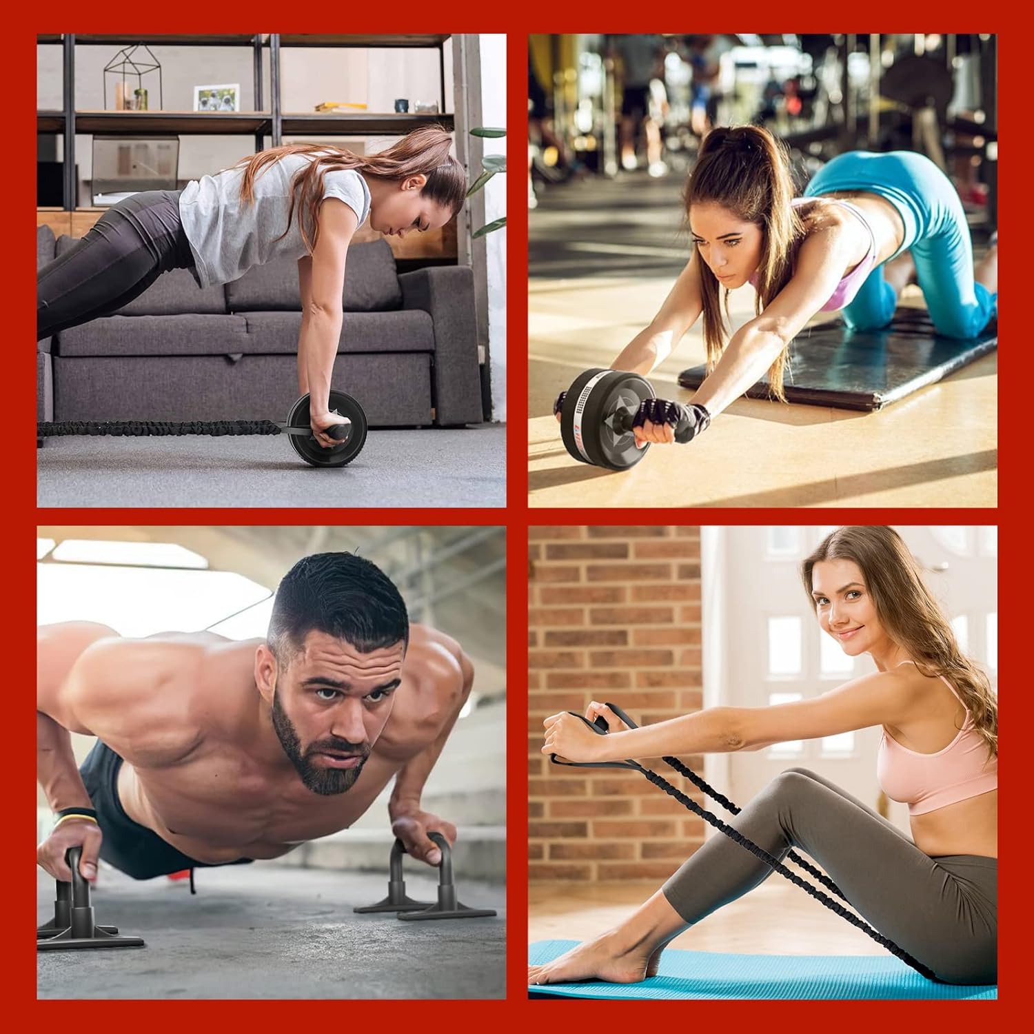Thumbnail 5 de EnterSports Bauchroller, Bauchmuskeltrainer, Bauchmuskelroller mit Zwei Kniematte, Bauchrad Für Bauchmuskeltraining, Bauchtrainer für Zuhause, Geeignet für Anfänger, Fortgeschrittene und Profis