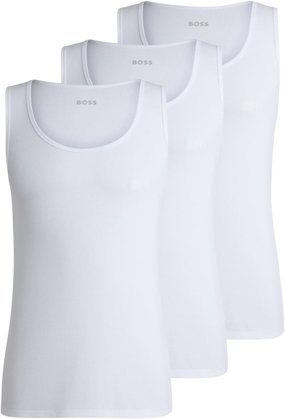 Detalle de BOSS Herren TankTop3P RibClassic Dreierpack Unterhemden aus RIPP-Baumwolle