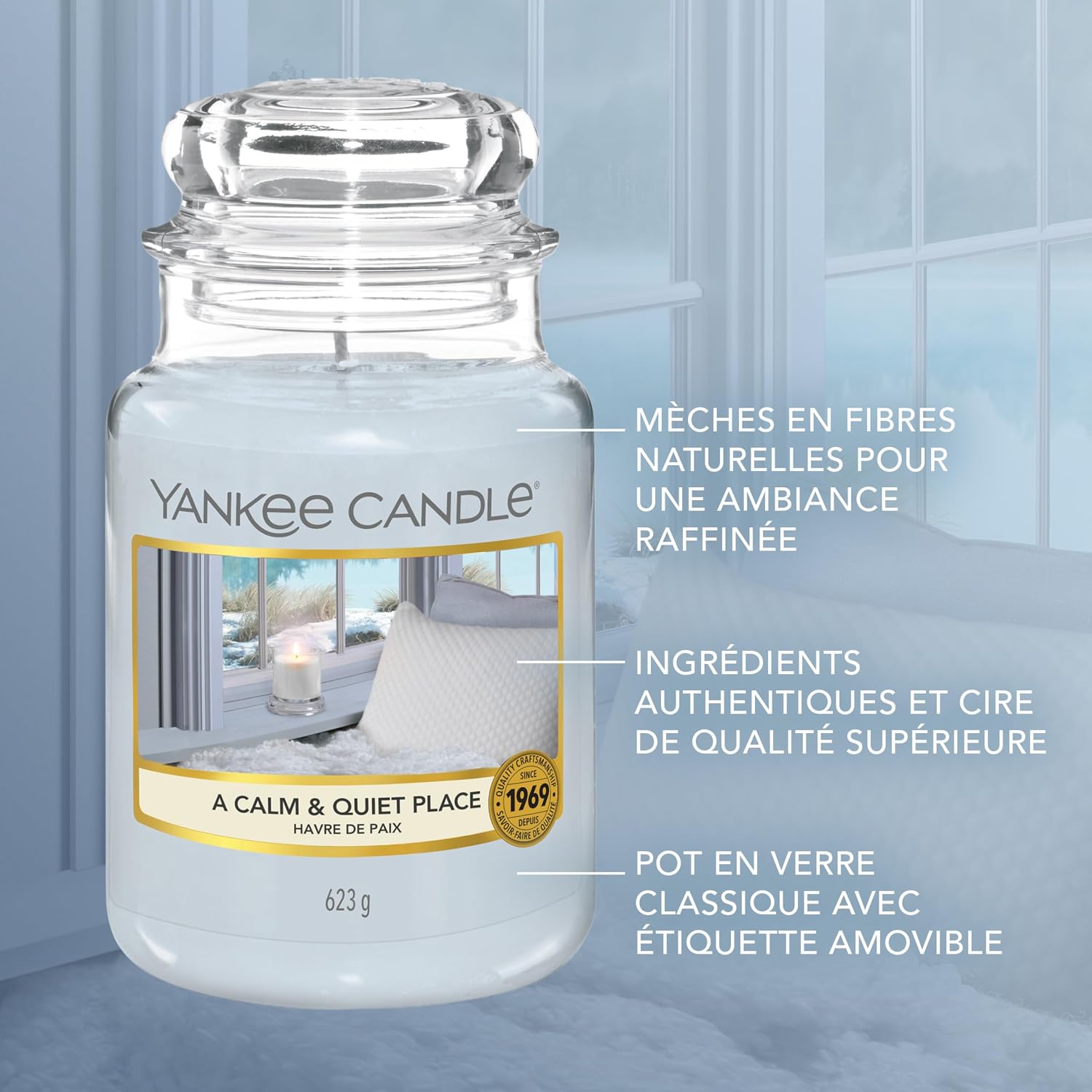 Detalle de Bougie parfumée Havre de paix de Yankee Candle – format jarre, 110–150 h, 623 g