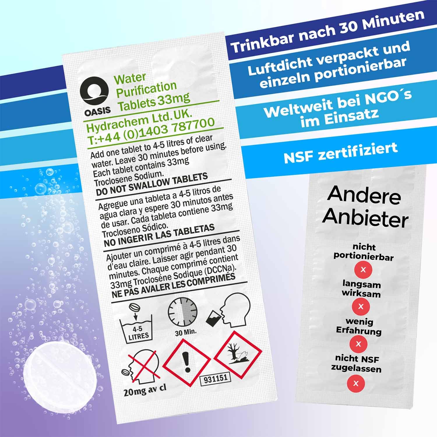 Thumbnail 6 de Wicked Chili Wasserreinigungstabletten – 60 Tabletten zur sicheren Trinkwasseraufbereitung für Outdoor, Notfall und Reise