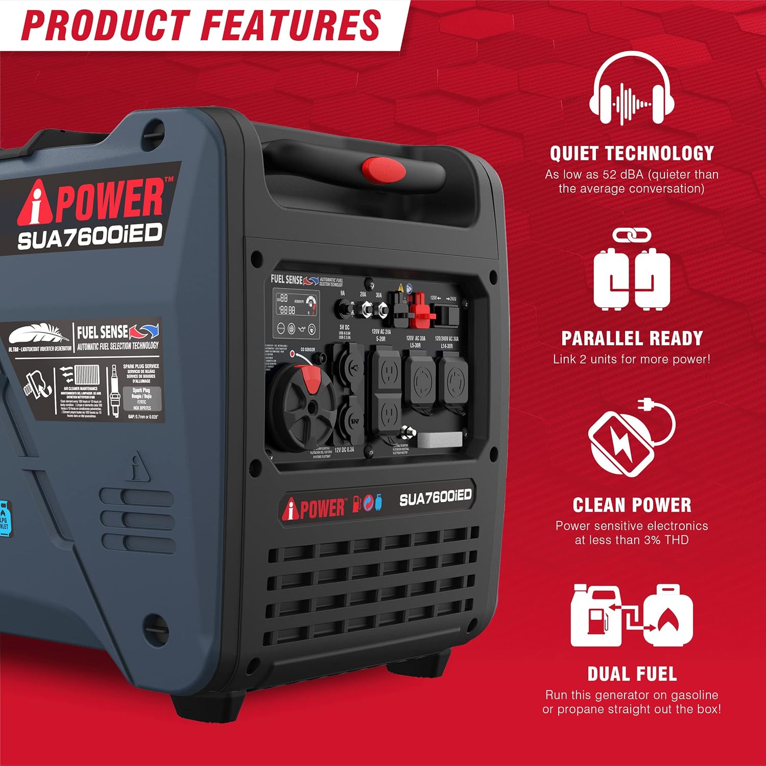Detalle de A-iPower Inverter Generator 7,600W