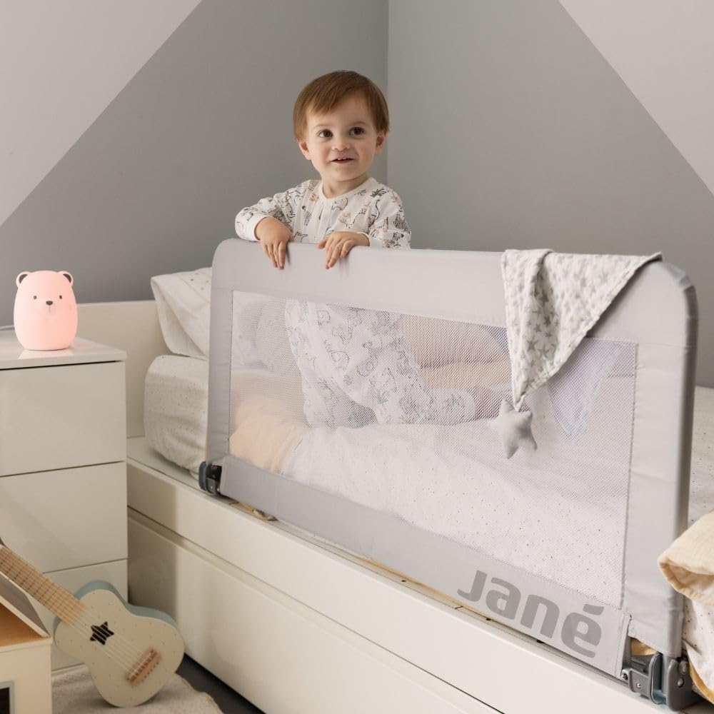 Thumbnail 1 de Jané Klappbares Kinderbettgitter 110 cm – Extra Hoch, Atmungsaktiv, Grau