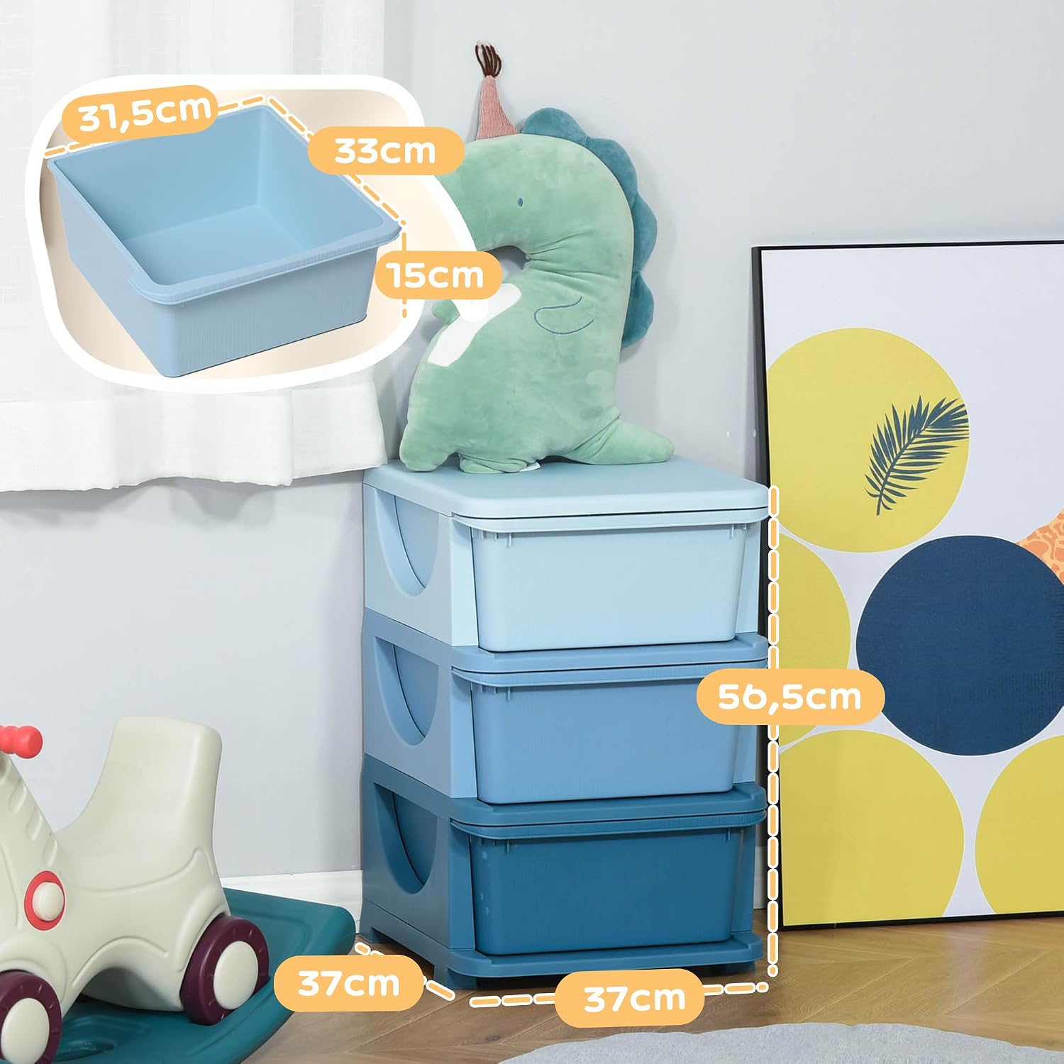 Thumbnail 6 de HOMCOM Torre de Almacenamiento Infantil 37x37x56,5 cm
