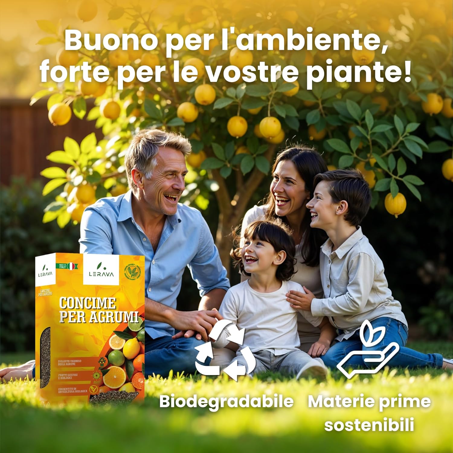 Detalle de LERAVA Concime Agrumi Bio (4x800g): concime biologico per limoni e agrumi, 100% Made in Italy