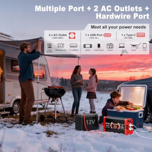 Thumbnail 6 de SUDOKEJI 2000W Convertisseur 12V → 230V Pure Sinus — Onduleur avec 2 prises CA, USB-C 30W, Télécommande et écran LCD