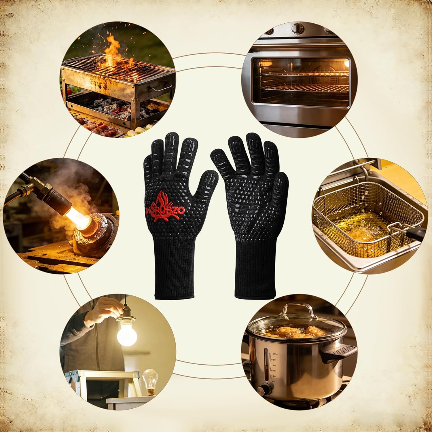 Thumbnail 6 de Guanti Barbecue: Guanti Da Forno Resistenti Al Calore fino a 800°C, antiscivolo in silicone, per cucina e griglia