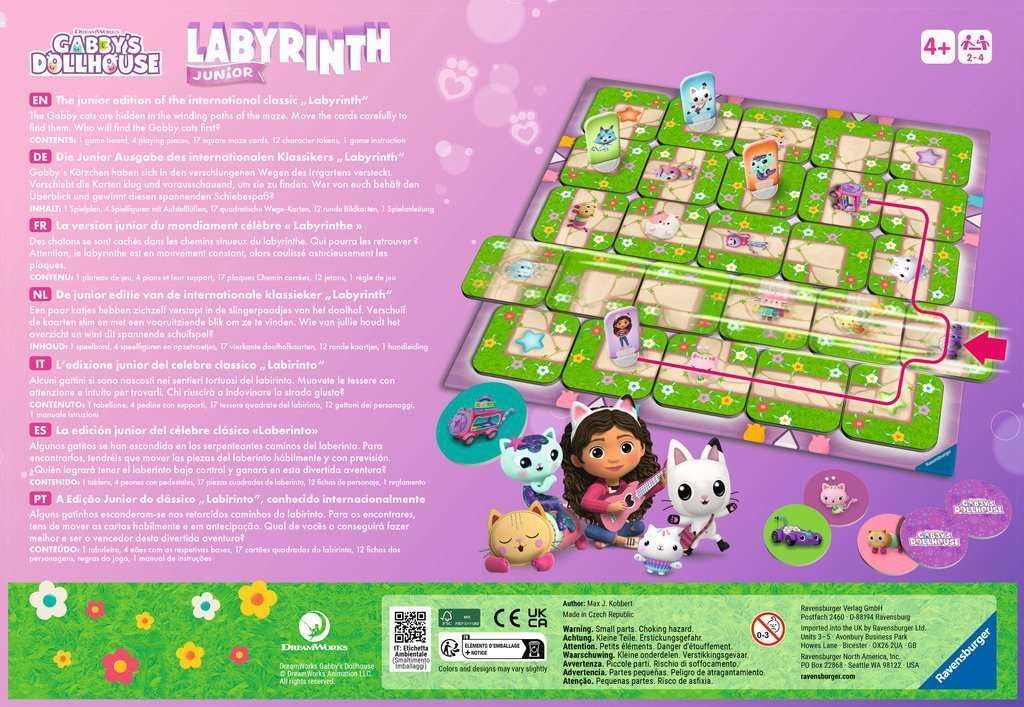 Detalle de Ravensburger Gabby's Dollhouse Labyrinthe Junior – Labyrinthe Moving pour enfants dès 4 ans, édition Rose 2024