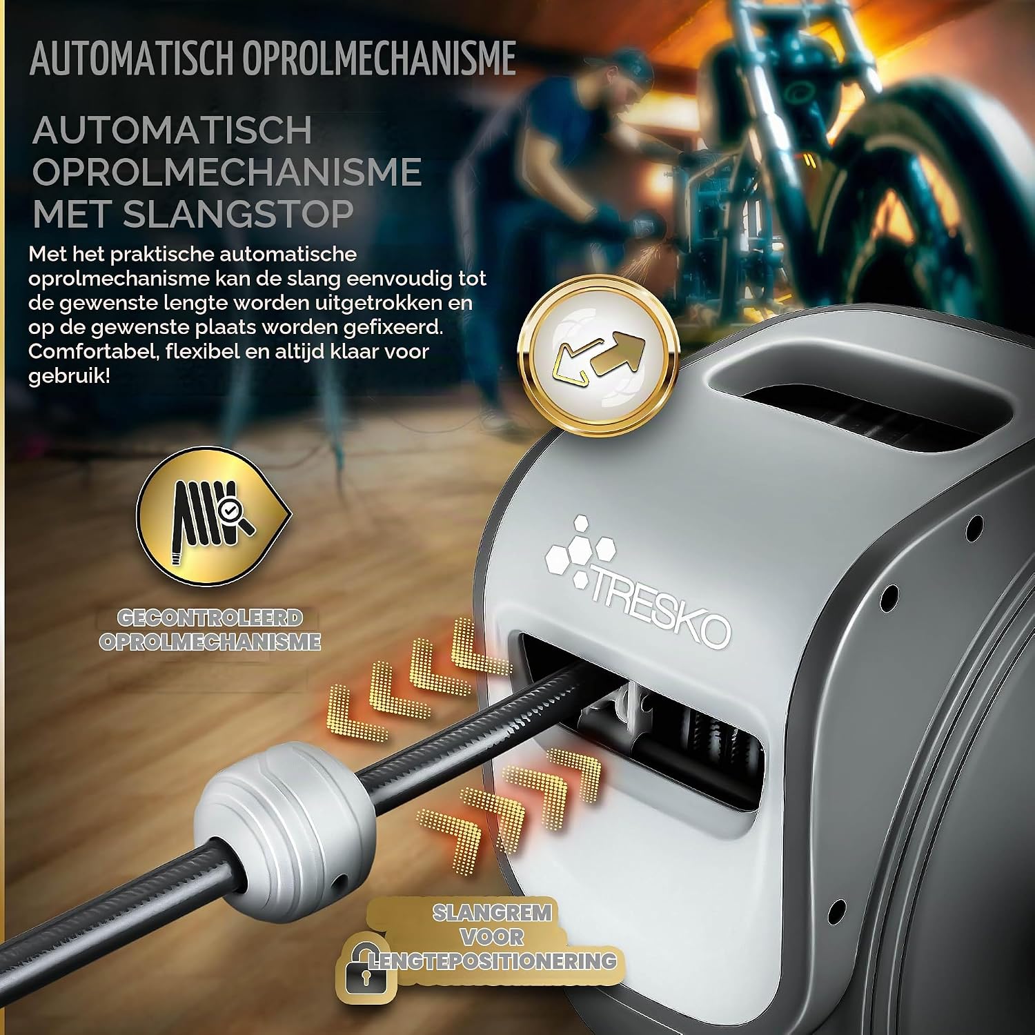 Thumbnail 4 de TRESKO DLTM10 persluchtslanghaspel 10 m met automatische oproller