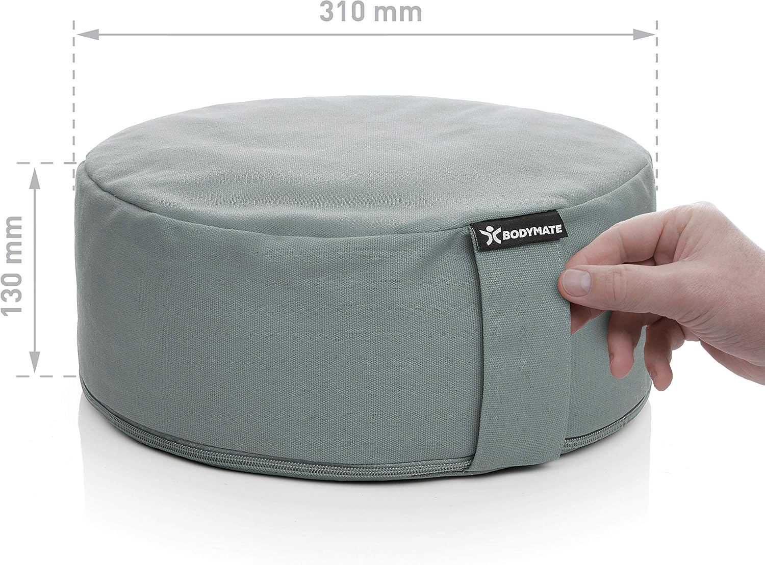 Thumbnail 2 de BODYMATE Yogakissen rund (31 cm Ø, 13 cm hoch) mit Buchweizen-Spelz-Füllung – maschinenwaschbarer Baumwollbezug
