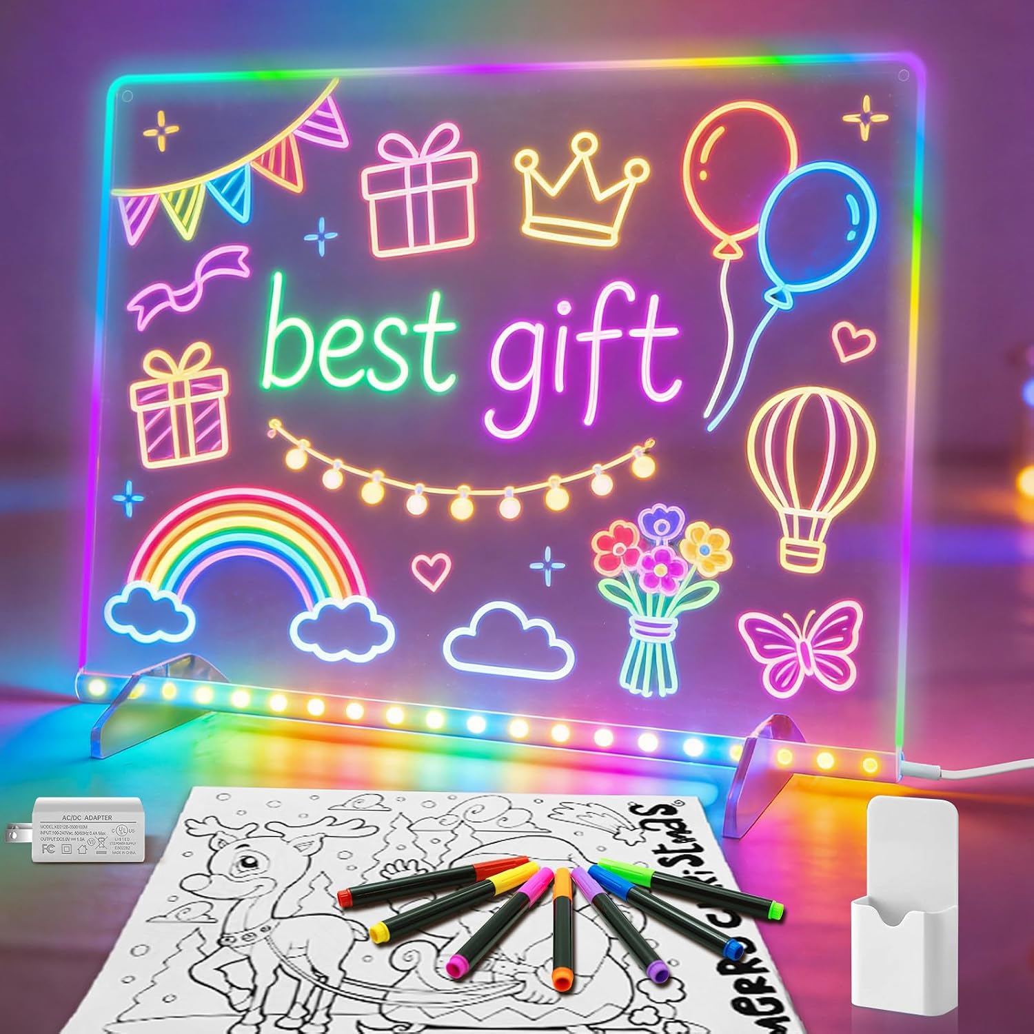 Thumbnail 6 de Led Note Board with Battery Box 16" Drawing Tablet — 6 Modes, 8 Colors Light Up Board for Kids