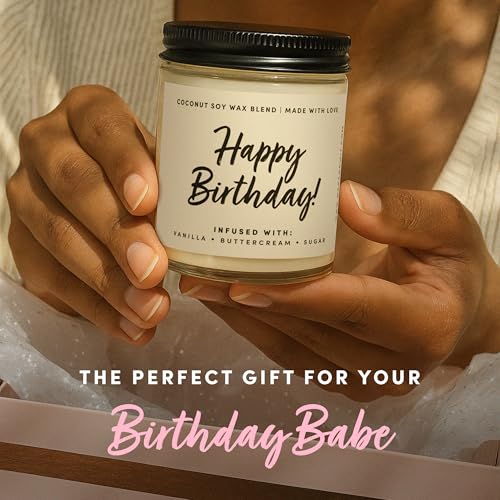 Detalle de Happy Birthday Candle for Women by WAX & WIT — Vanilla Buttercream Cake Soy Candle, 9oz