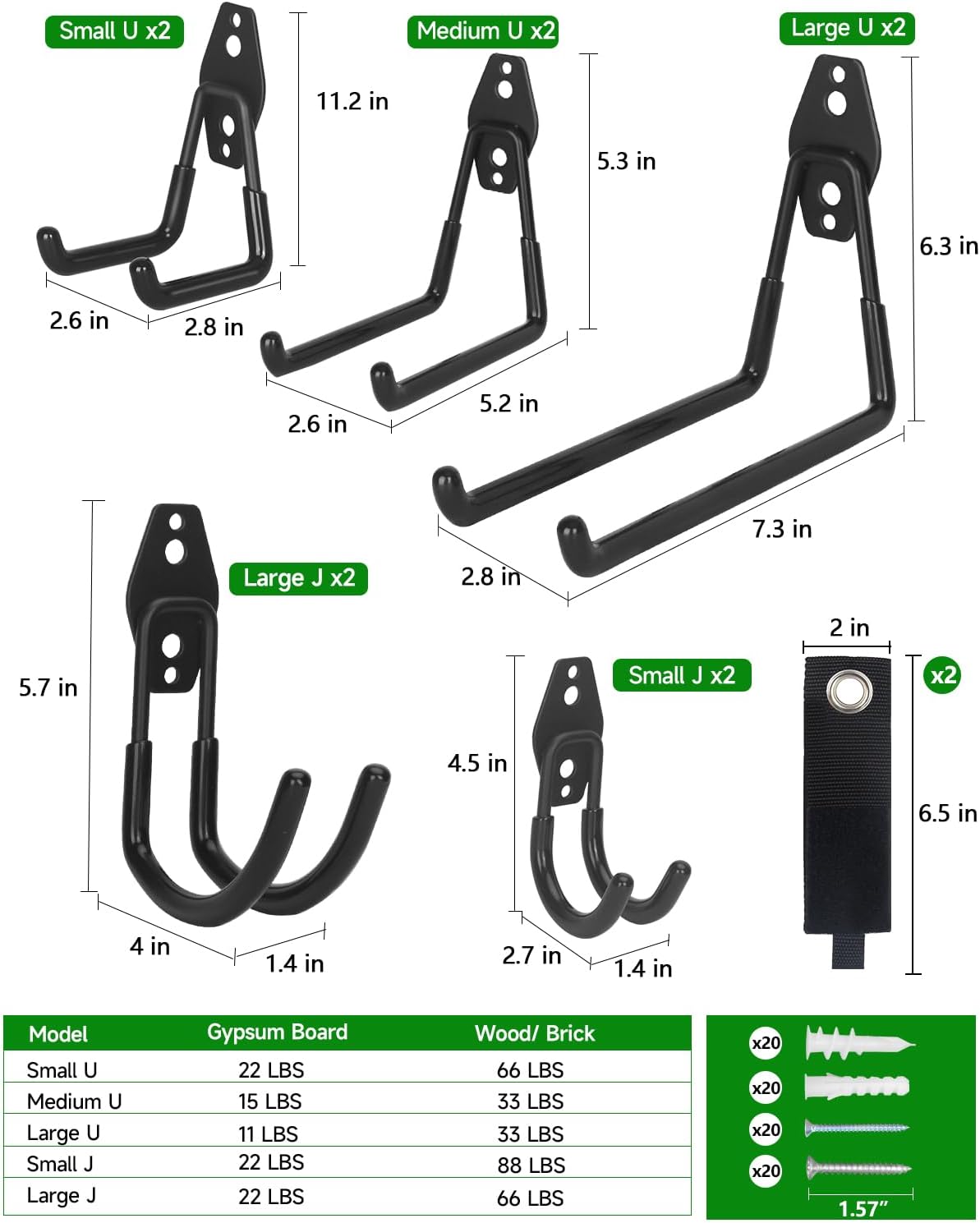 Detalle de PIYILO Garden Tool Organizer, 48-Inch Rail with 18 Rubber-Coated Hooks