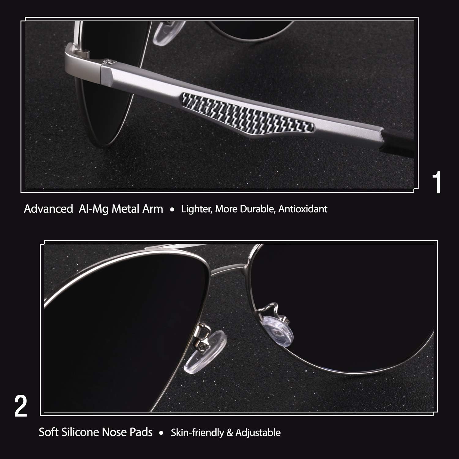 Thumbnail 2 de GQUEEN Pilotenbrille Herren Polarisiert UV400 – Pilot Sonnenbrille für Damen und Herren, MOS1