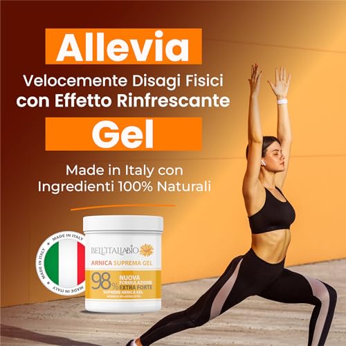 Detalle de Bell’Italia Bio Arnica per Cavalli Uso Umano Suprema 550 ml – Gel Forte 98% per Recupero Muscolare