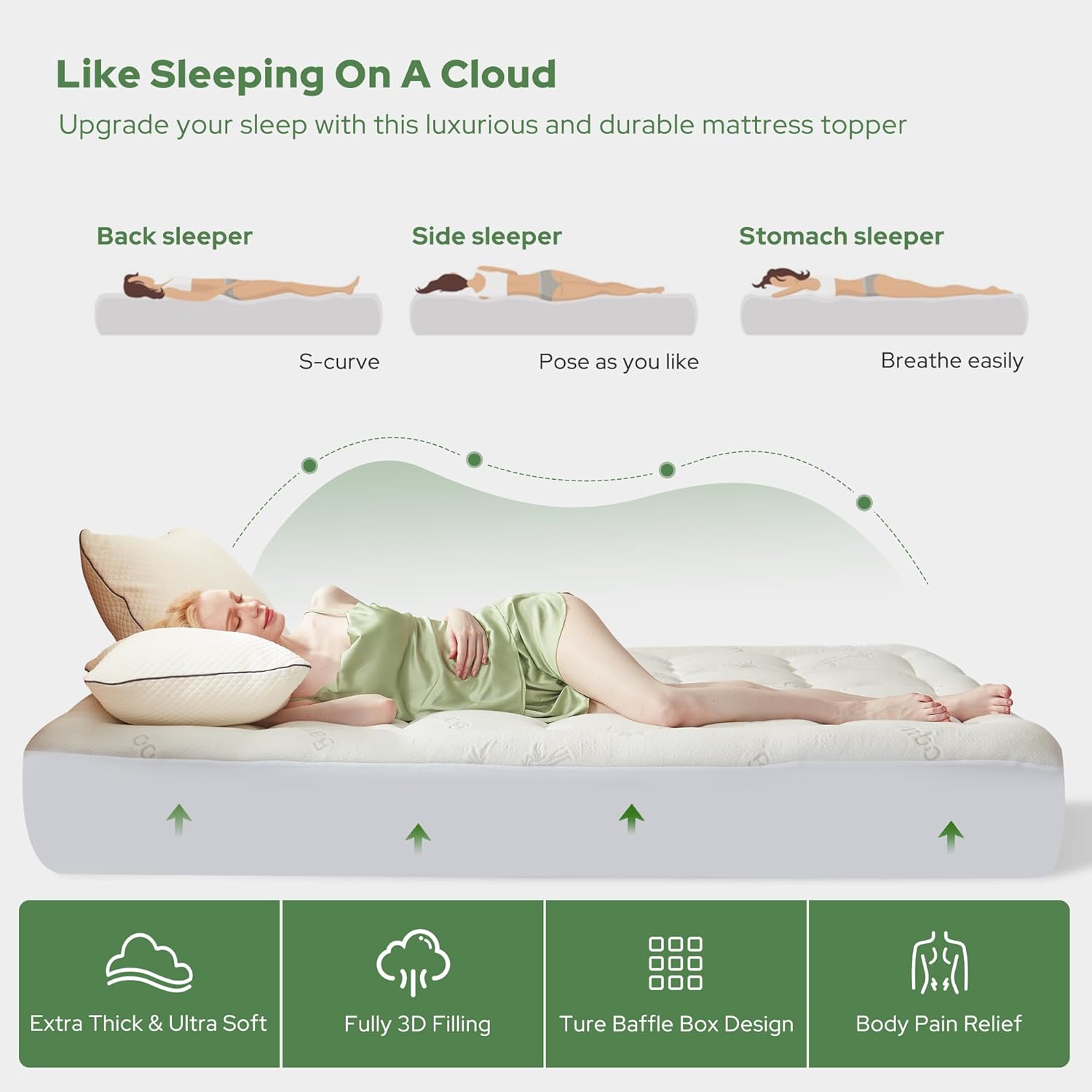 Thumbnail 5 de BEDLORE Mattress Topper King Size 35cm fit