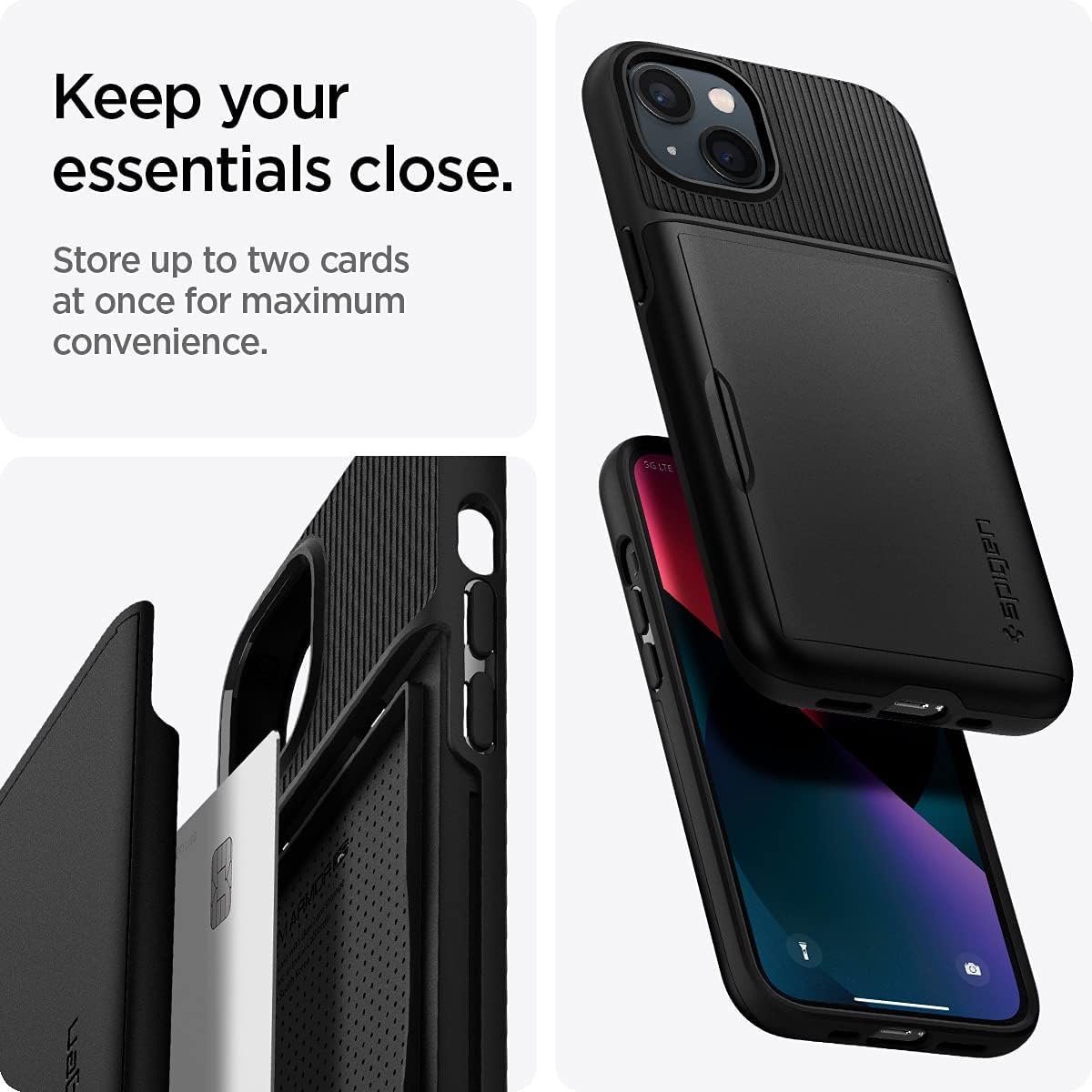Detalle de Spigen Slim Armor CS Coque pour iPhone 13 en noir