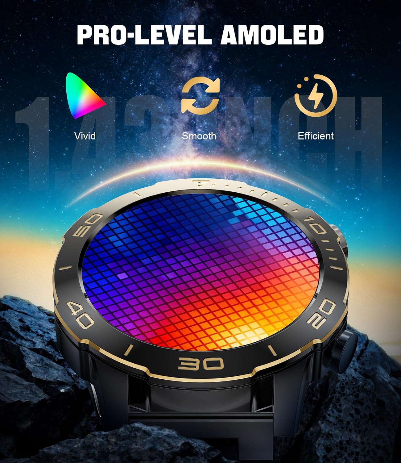 Detalle de LIGE Smart Watch for Men with 1.43" AMOLED Display, IP68 Waterproof, 170+ Sports Modes