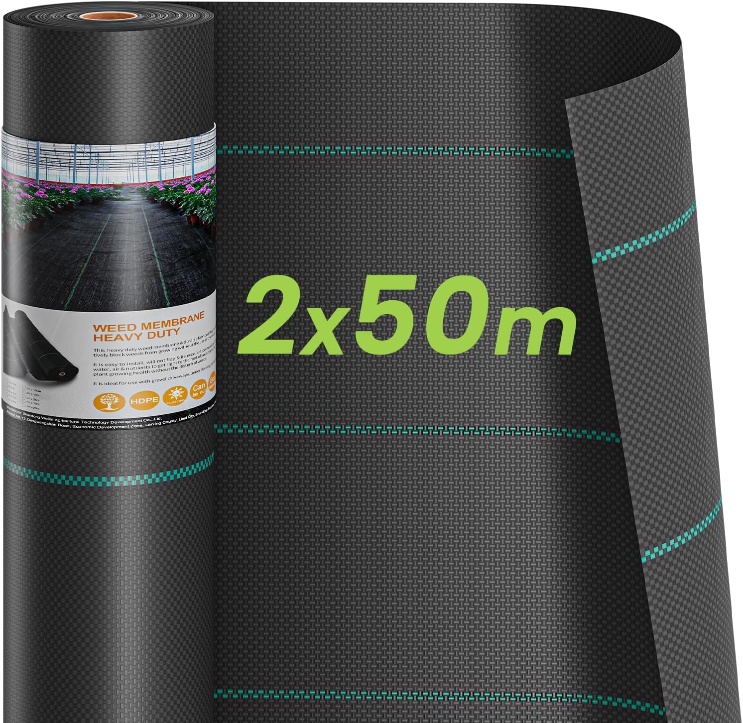 Detalle de Dripex Telo Pacciamatura 2m x 50m, 90 g/m²: tessuto anti-erbacce permeabile e UV stabilizzato per orto e giardino