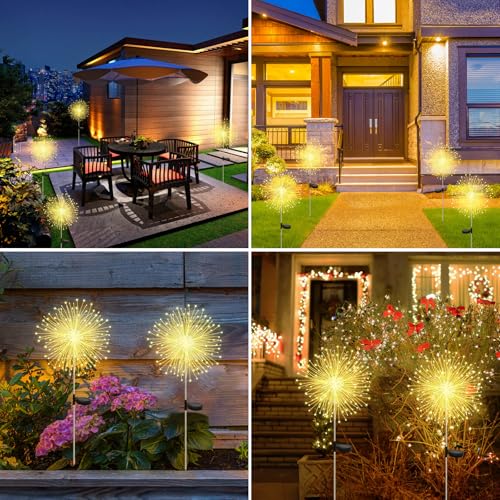 Thumbnail 6 de CNMTCCO 2 Stück Solar Feuerwerk Gartenlichter – 120 LED IP65, Warmweiß, DIY-Deko für Hof, Terrasse und Rasen