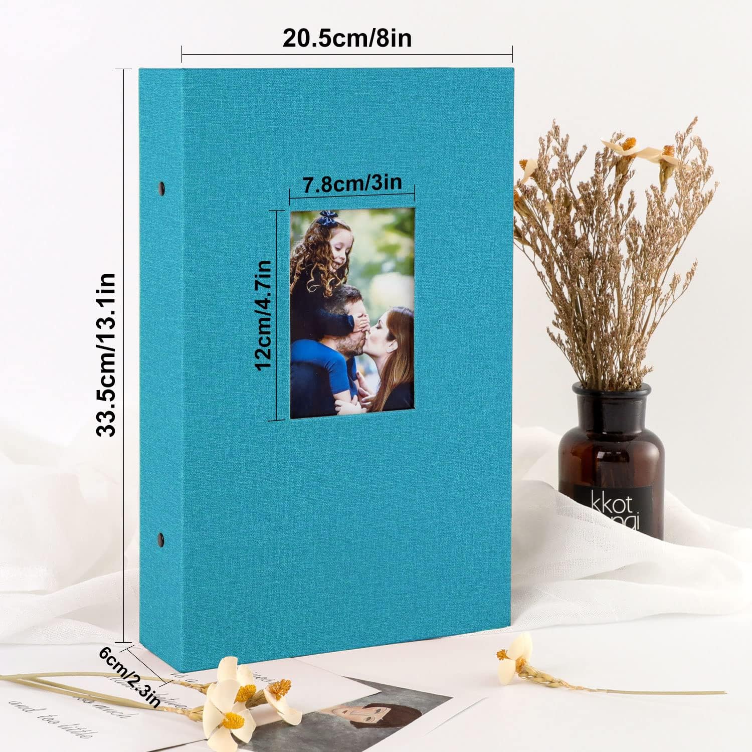 Thumbnail 1 de Benjia 6x4 Slip-in Linen Photo Album with Openable Cover Pocket (300 Pockets) – Teal
