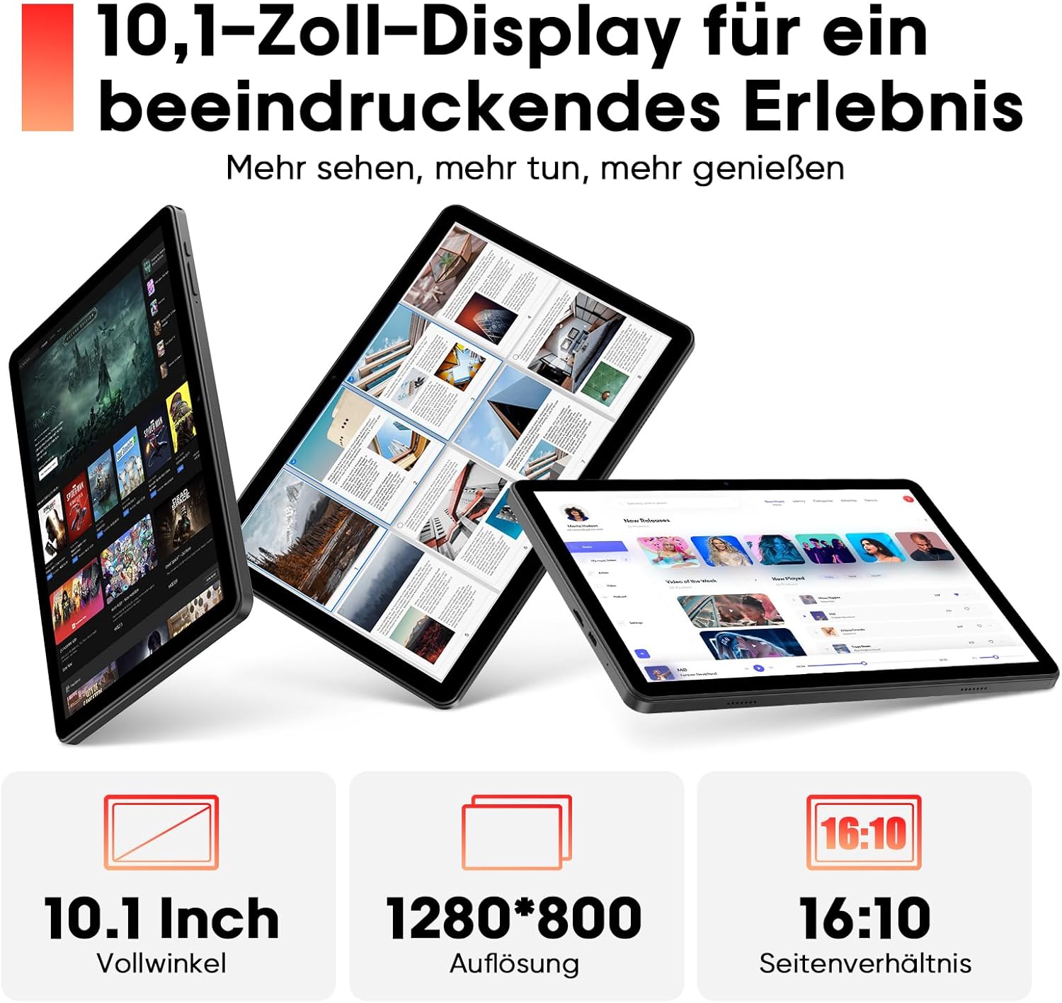 Thumbnail 5 de Raemond Android-Tablet 2026 – 10,1 Zoll, Tastatur, Stylus, Maus & Hülle, Widevine L1, Octa-Core