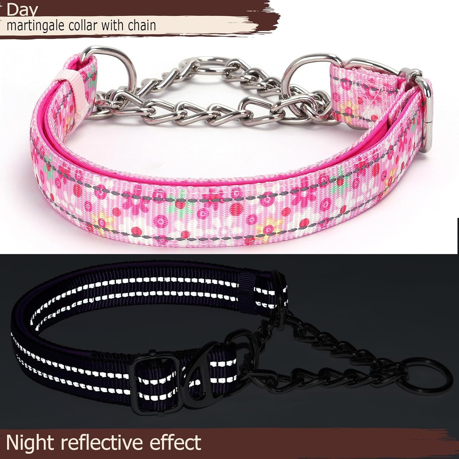 Detalle de Martingale Collar for Dogs: Reflective Nylon, Adjustable Training Collar for Medium to Large Breeds