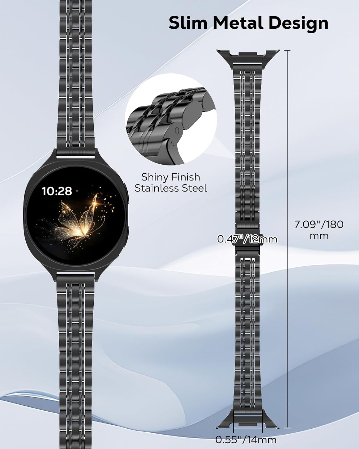 Detalle de MoKo Bracelet Fin en Métal pour Samsung Galaxy Watch 8 / Classic 46 mm – Acier inoxydable, réglable