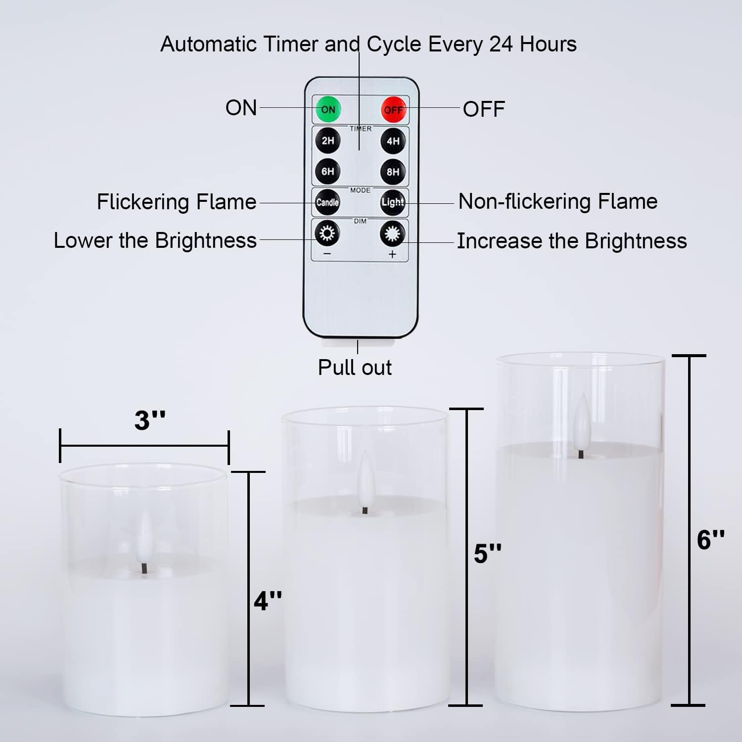 Detalle de Amagic APILLAR Flameless LED Candles, Set of 3 with Remote and Timer