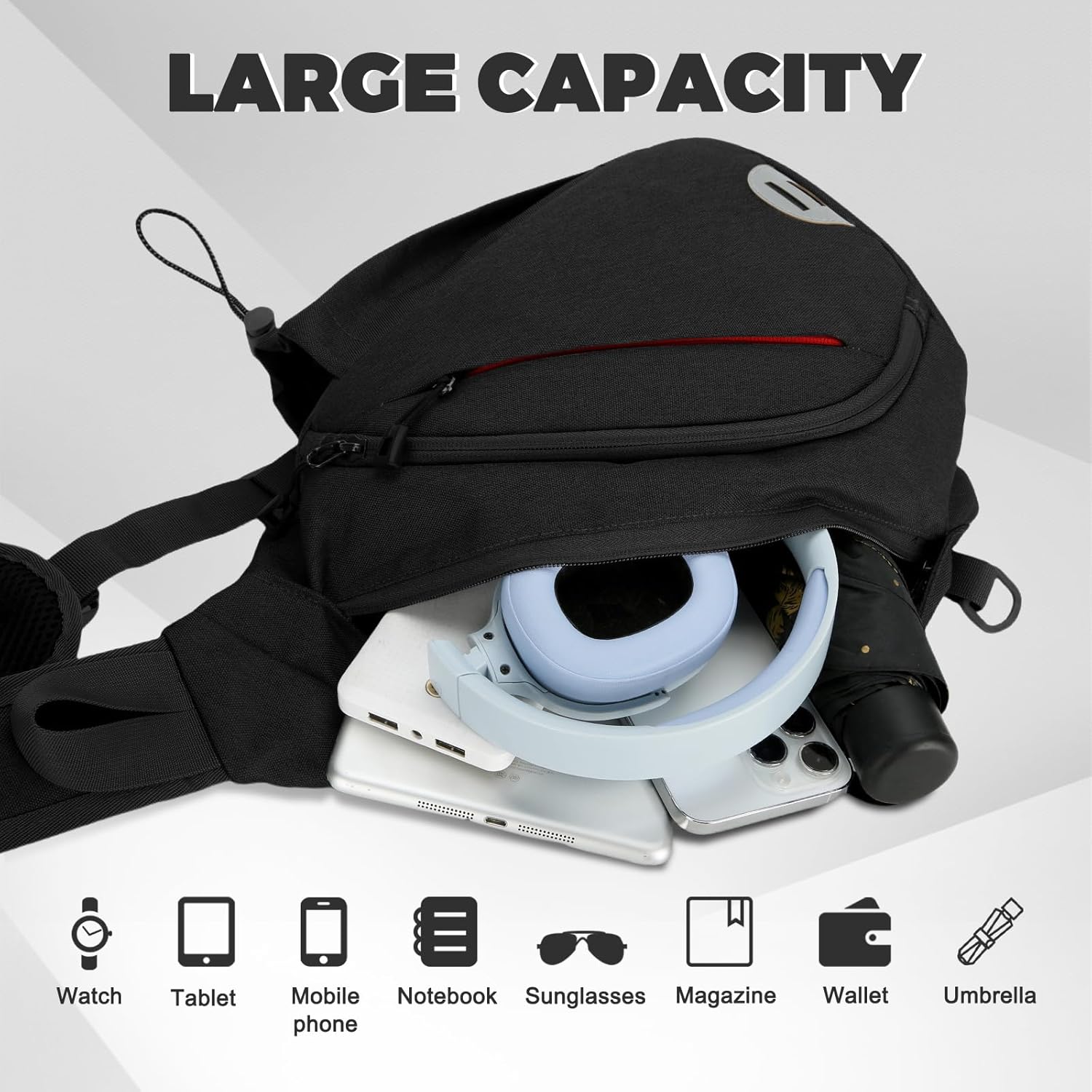 Thumbnail 2 de Aucuu Sling Rucksack – kompakte Crossbody-Tasche mit Kopfhörerloch