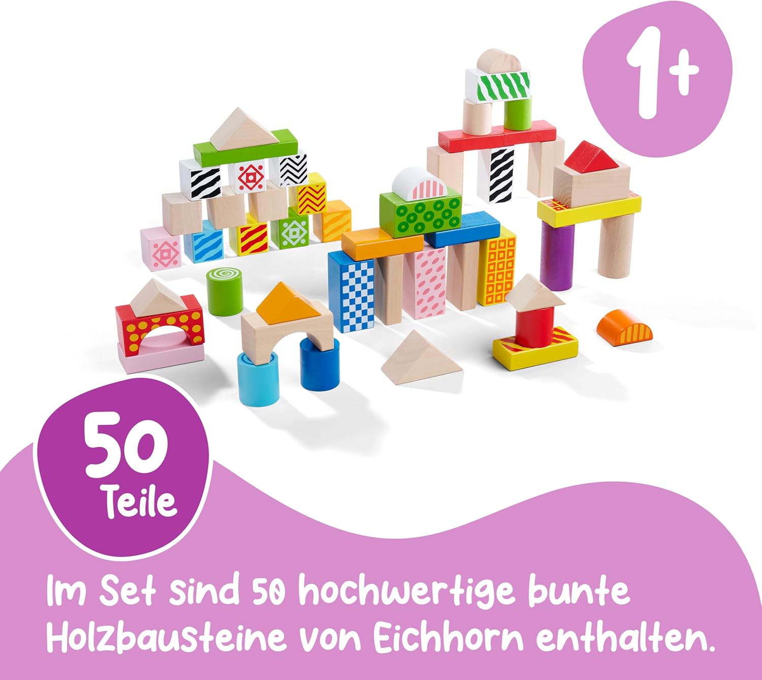 Detalle de Eichhorn Color Holzbausteine 50 Stück Birkenholz
