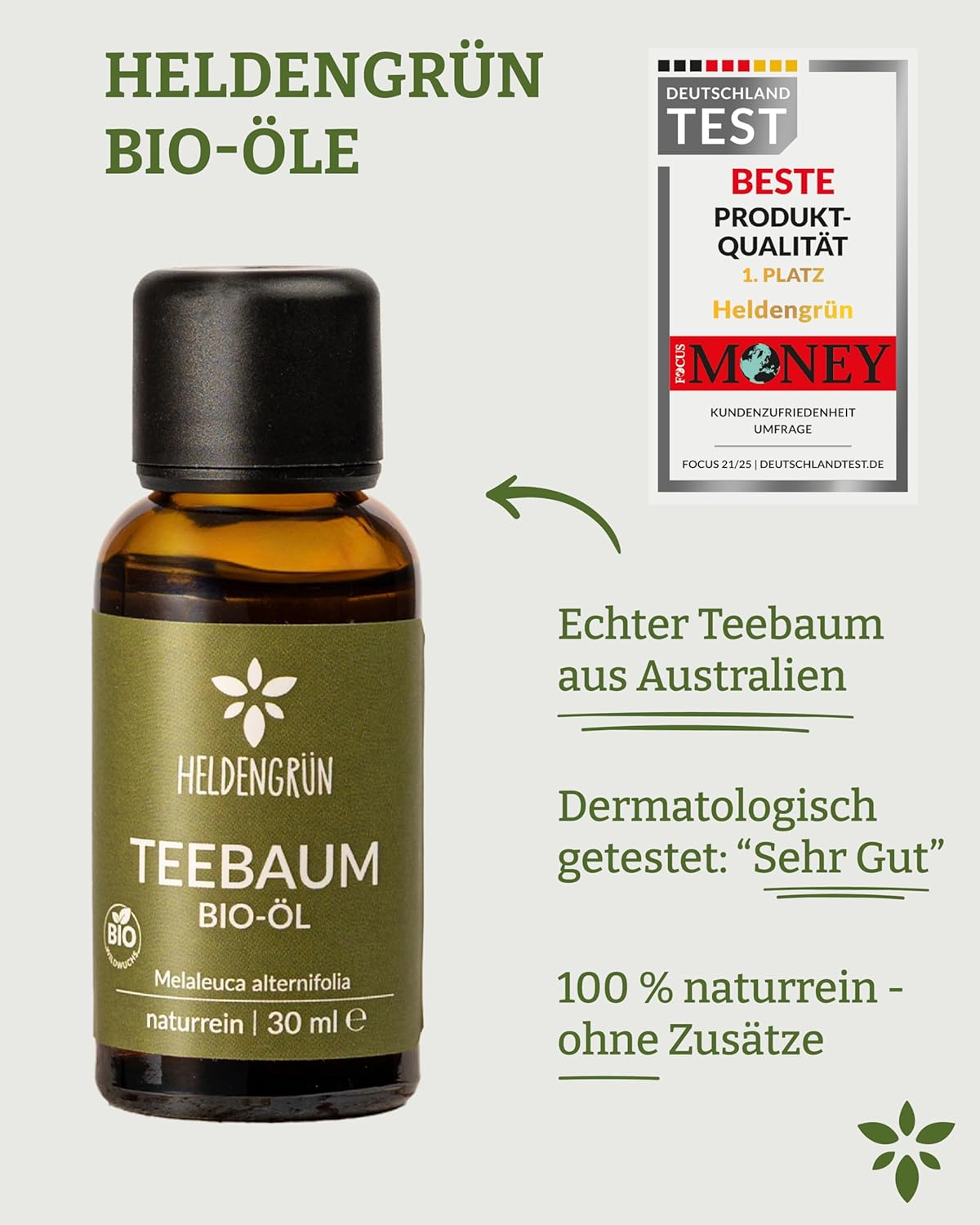 Thumbnail 6 de Heldengrün® BIO Teebaumöl 100% naturrein (Teegbaumöl) für Haut & Gesicht bei Unreinheiten