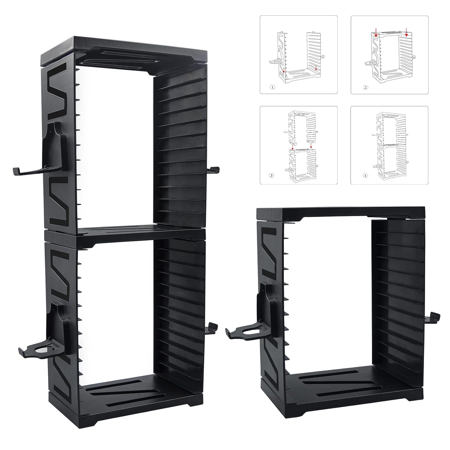 Detalle de ASFSKY video game holder Storage Tower, 24-Game Organizer with 4 Hooks
