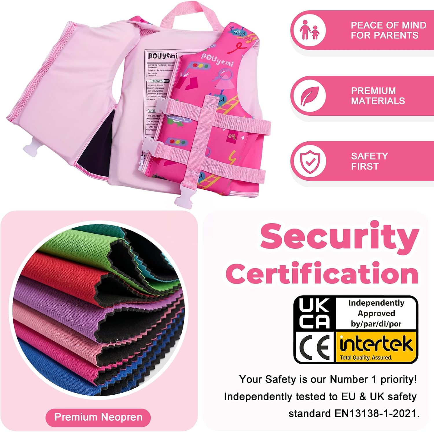 Thumbnail 2 de Kids Swim Vest Float Jacket: Adjustable Safety Swim Aids for 2–9 Years