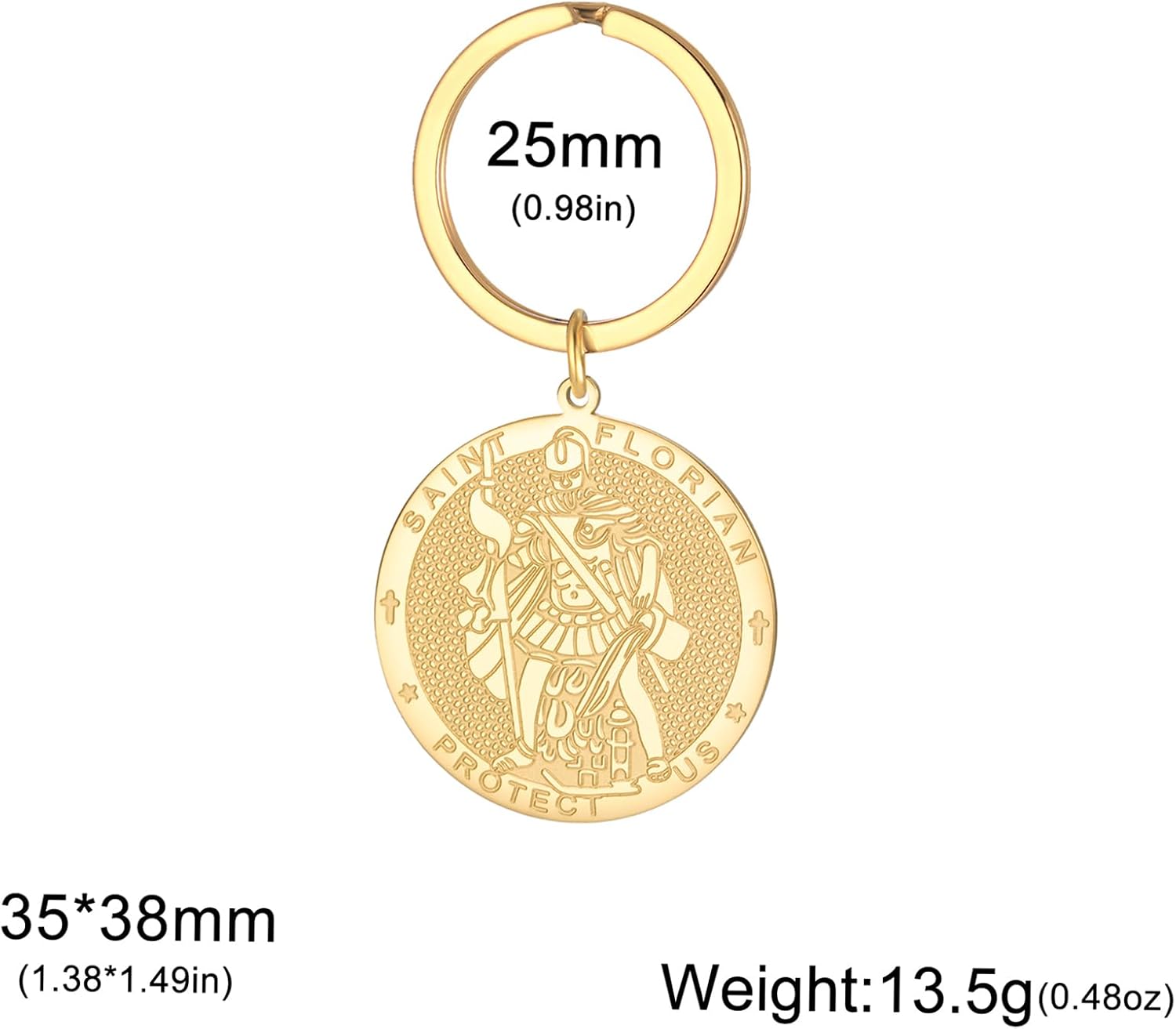 Thumbnail 5 de EUEAVAN St. Florian Schlüsselanhänger – Schutzpatron der Feuerwehrleute, doppelseitige Heiligenmedaille