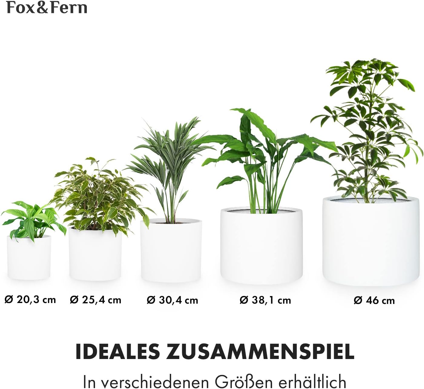 Thumbnail 6 de Fox & Fern 8719327037362 Fiberstone Plant Pot, Matte White with Drainage Plug