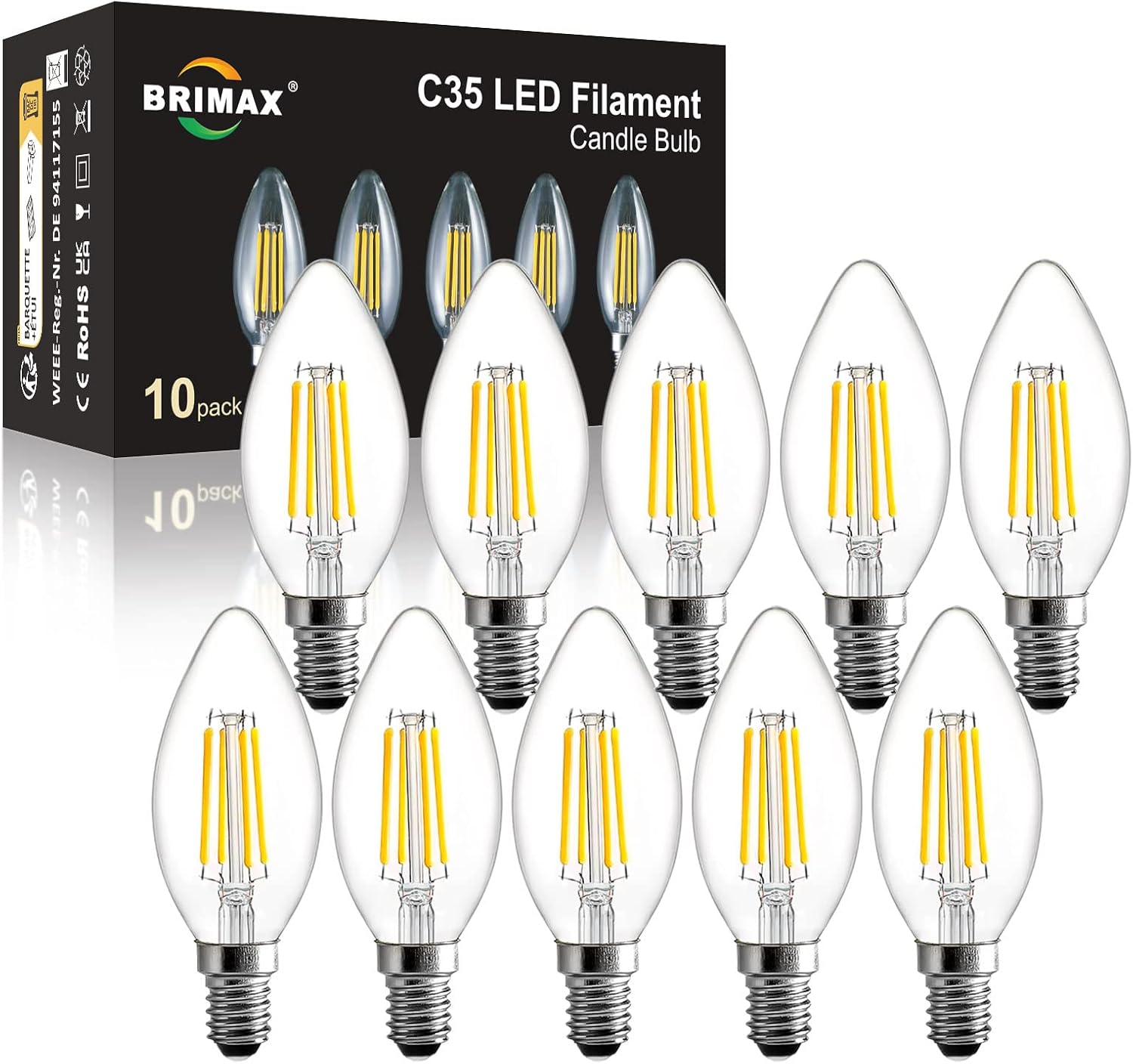 Detalle de BRIMAX E14 LED candle bulbs 4W 10 pack