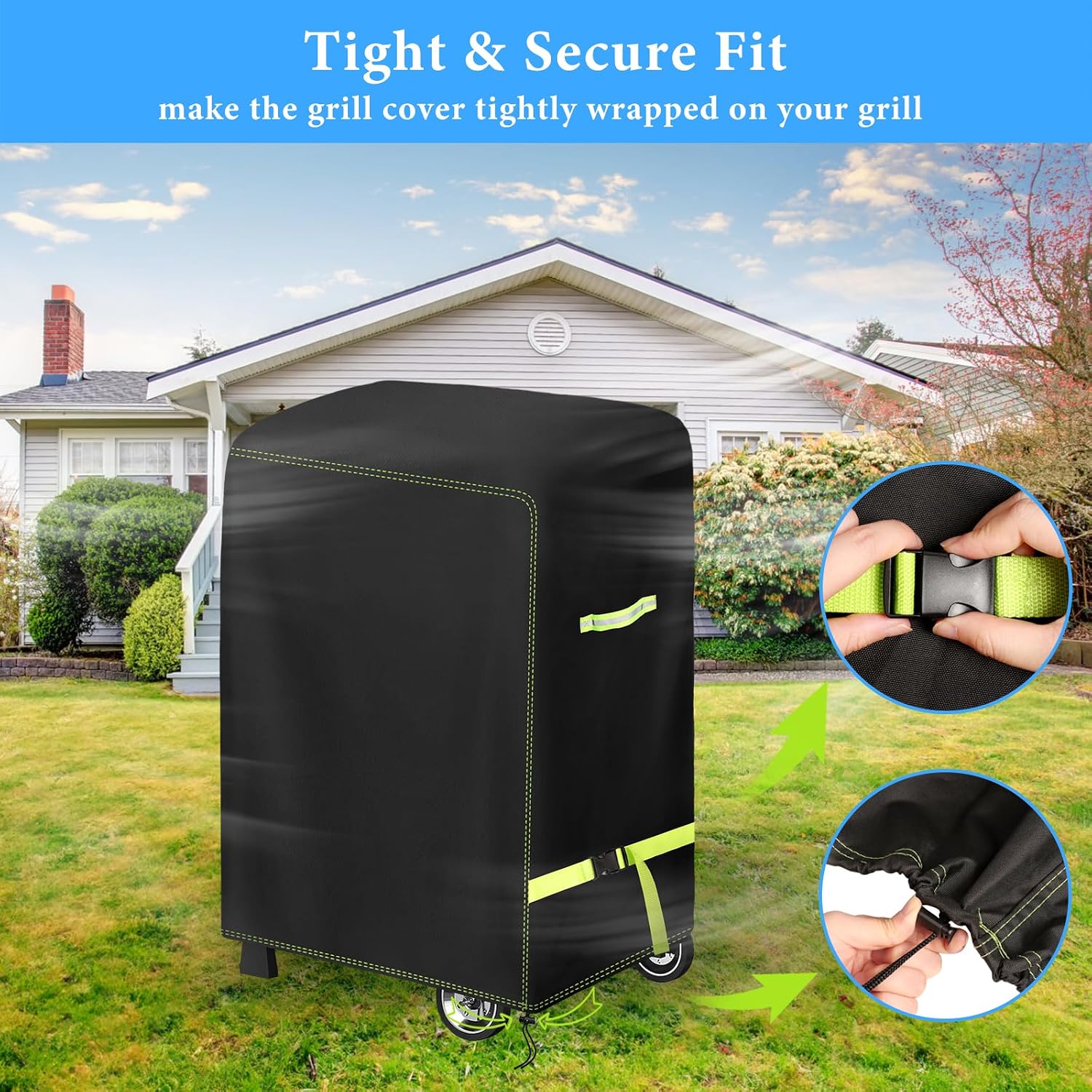 Detalle de VDISRR Grillabdeckung Wetterfest 77 x 70 x 110 cm für Weber Spirit 210 – 2 Brenner Grill mit Klappbarer Seitenablage
