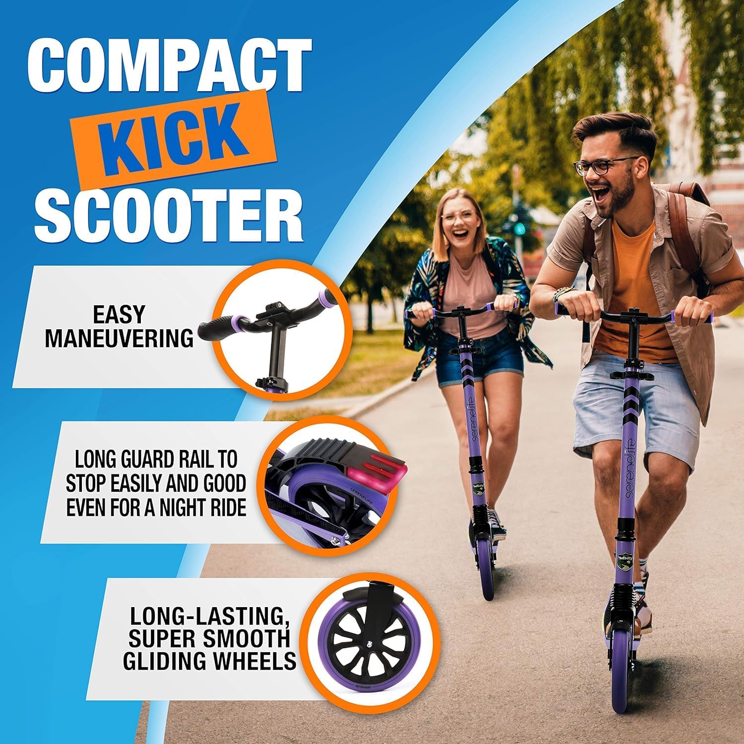 Thumbnail 5 de SereneLife Folding Kick Scooter: Lightweight, Adjustable and Ready for Indoor or Outdoor Use